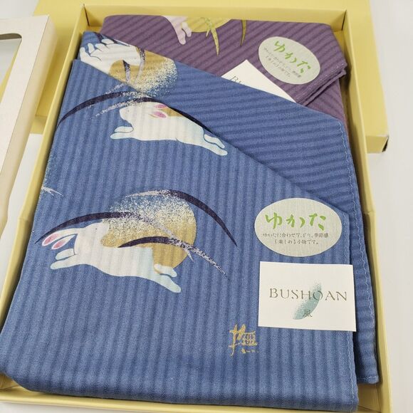 Vintage Bushoan Japanese Handkerchief Rabbit Mythology Culture Yukata Box Set 2 - Picture 2 of 11